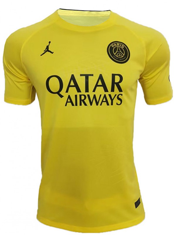 Paris saint germain maillot d'entraînement uniforme de football PSG kit de version de joueur jaune haut de football pour hommes chemise de sport 2023-2024
